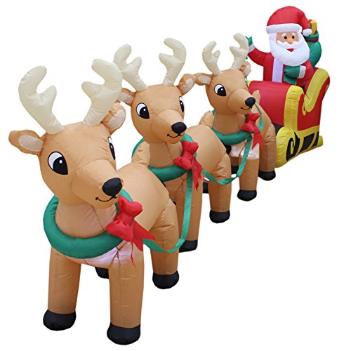 12-Foot-Long-Lighted-Christmas-Inflatable-Santa-Claus-on-Sleigh-with-3-Reindeer-and-Christmas-Tree-Yard-Decoration-0-0