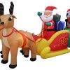13-Foot-Long-Lighted-Christmas-Inflatable-Santa-Claus-and-Penguin-with-Gift-in-Sleigh-Pulled-by-2-Reindeer-Decoration-0