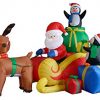 6-Foot-Long-Christmas-Inflatable-Santa-on-Sleigh-with-Reindeer-and-Penguins-Yard-Decoration-0-0
