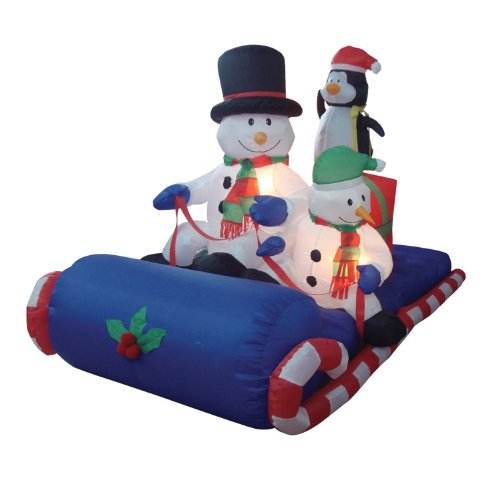 6-Foot-Long-Christmas-Inflatable-Snowman-Penguin-on-Sleigh-Yard-Decoration-0