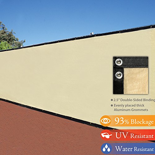 6-x-50-3rd-Gen-Tan-Beige-Fence-Privacy-Screen-Windscreen-Shade-Fabric-Mesh-Tarp-Aluminum-Grommets-0