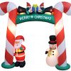 8-Foot-Tall-Lighted-Christmas-Inflatable-Candy-Cane-Archway-with-Santa-Claus-Snowman-Penguins-and-Gift-Yard-Party-Decoration-0