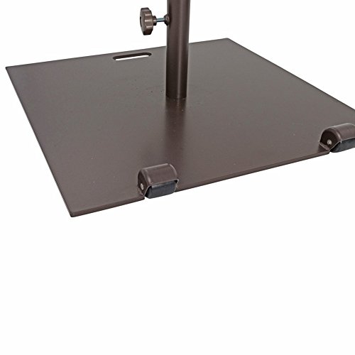 Abba-Patio-53-lb-Square-Steel-Market-Patio-Umbrella-Base-Stand-with-Wheel-and-2-Separate-Poles-for-1-12-and-1-78-Diameter-Umbrella-24L-x-24W-Brown-0-1