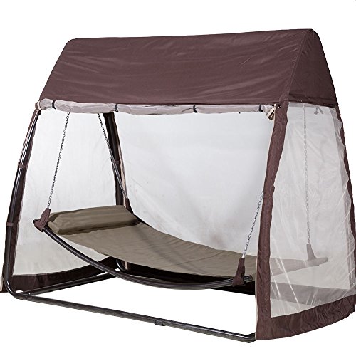 Abba-Patio-Outdoor-Canopy-Cover-Hanging-Swing-Hammock-with-Mosquito-Net-76x45x67-Ft-Chocolate-0