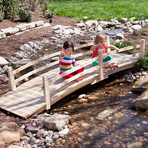 Attractive-Design-Weather-Resistant-10-ft-Wood-Garden-Bridge-with-Rails-Assembly-Required-0-0