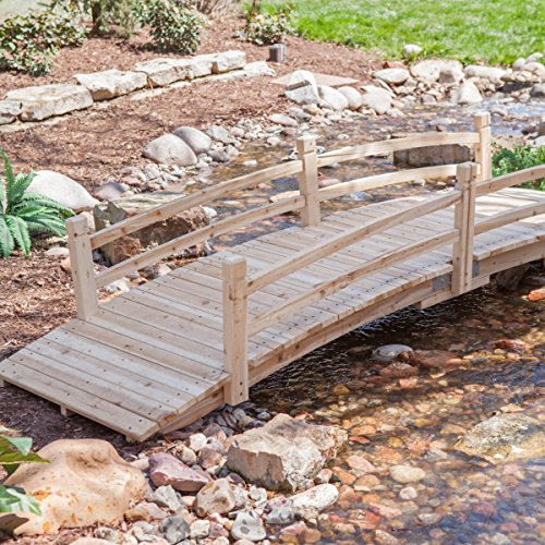 Attractive-Design-Weather-Resistant-10-ft-Wood-Garden-Bridge-with-Rails-Assembly-Required-0