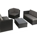 Baner-Garden-K35-4-Pieces-Outdoor-Furniture-Complete-Patio-Wicker-Rattan-Garden-Corner-Sofa-Couch-Set-Full-Black-0-0