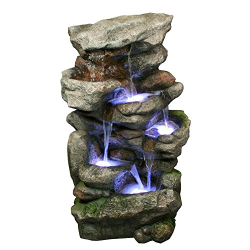 Bear-Creek-Waterfall-Fountain-Towering-Rock-Outdoor-Water-Feature-for-Gardens-Patios-Hand-crafted-Weather-Resistant-Resin-LED-Lights-Pump-Included-0
