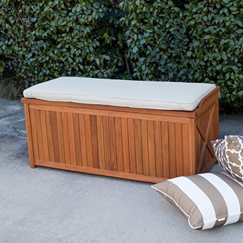 Belham-Living-Brighton-48-in-Outdoor-Storage-Deck-Box-with-Cushion-Natural-Durable-and-Comfortable-100-Polyester-Khaki-Cushion-0