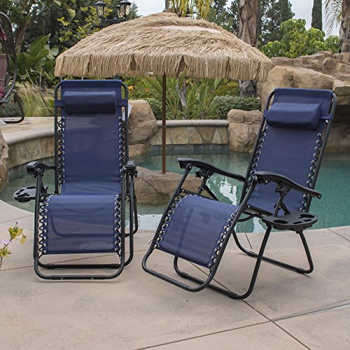 Belleze-2-Pack-Zero-Gravity-Chairs-Patio-Lounge-Cup-HolderUtility-Tray-Blue-0