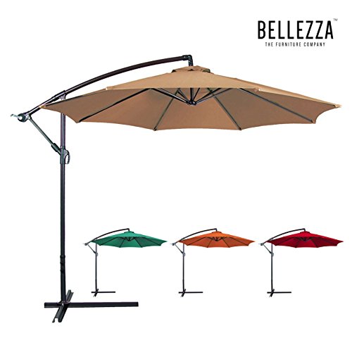 Belleze-Premium-Outdoor-Patio-Umbrella-10-ft-Aluminum-Cantilever-Market-Poly-Tilt-with-Crank-Base-0
