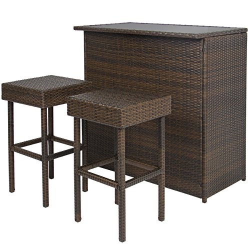 Best-Choice-Products-3PC-Wicker-Bar-Set-Patio-Outdoor-Backyard-Table-2-Stools-Rattan-Garden-Furniture-0