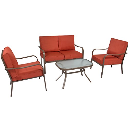 Best-Choice-Products-4-Piece-Cushioned-Patio-Furniture-Set-W-Loveseat-2-Chairs-Coffee-Table-Red-0-0
