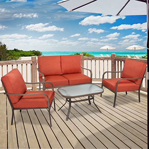 Best-Choice-Products-4-Piece-Cushioned-Patio-Furniture-Set-W-Loveseat-2-Chairs-Coffee-Table-Red-0