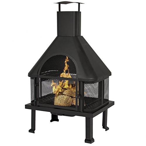Best-Choice-Products-Firehouse-Fire-Pit-With-Chimney-Outdoor-Backyard-Deck-Fireplace-0