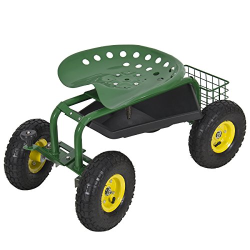 Best-Choice-Products-Garden-Cart-Rolling-Work-Seat-With-Tool-Tray-Heavy-Duty-Gardening-Planting-New-0