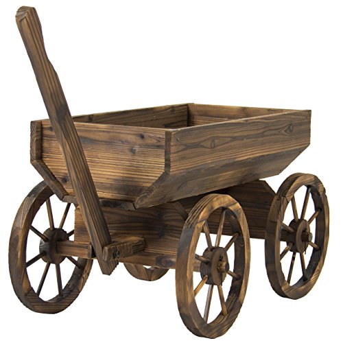Best-Choice-Products-Patio-Garden-Wooden-Wagon-Backyard-Grow-Flowers-Planter-w-Wheels-Home-Outdoor-0-0