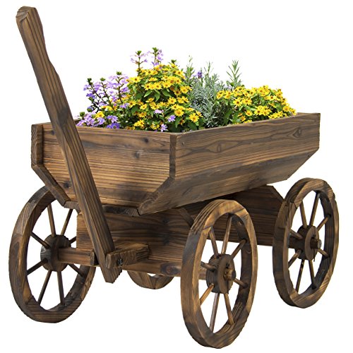 Best-Choice-Products-Patio-Garden-Wooden-Wagon-Backyard-Grow-Flowers-Planter-w-Wheels-Home-Outdoor-0