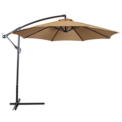 Best-Choice-Products-Patio-Umbrella-Offset-10-Hanging-Umbrella-Outdoor-Market-Umbrella-Tan-New-0