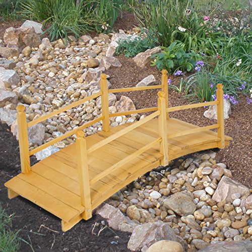 Best-Choice-Products-Wooden-Bridge-5-Natural-Finish-Decorative-Solid-Wood-Garden-Pond-Bridge-New-0-0