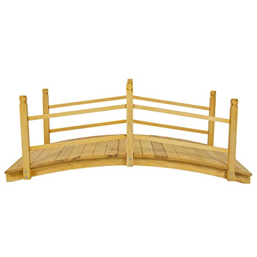Best-Choice-Products-Wooden-Bridge-5-Natural-Finish-Decorative-Solid-Wood-Garden-Pond-Bridge-New-0-1