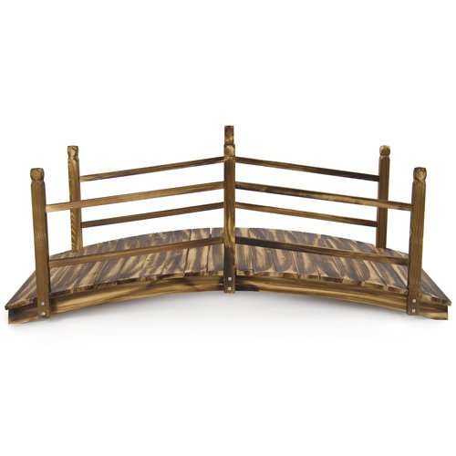Best-Choice-Products-Wooden-Bridge-5-Stained-Finish-Decorative-Solid-Wood-Garden-Pond-Bridge-New-0-0