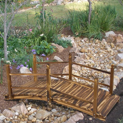 Best-Choice-Products-Wooden-Bridge-5-Stained-Finish-Decorative-Solid-Wood-Garden-Pond-Bridge-New-0