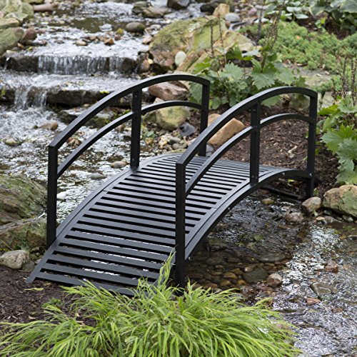 Black-Metal-Danbury-Garden-Bridge-8-ft-Double-Arched-Rails-and-a-Classic-Slatted-Walking-Surface-93L-x-28W-x-29H-in-Assembly-is-Required-0-0