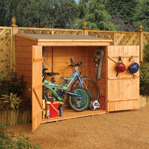 Bosmere-WS1881H-Rowlinson-Wallstore-Wooden-OutdoorGarden-Lockable-Storage-Unit-with-Double-Doors-Honey-Brown-Finish-0-0