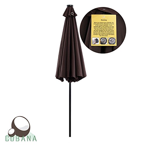 COBANA-Patio-LED-9-Ft-Light-Outdoors-Aluminum-Pole-Umbrella-with-Push-Buttom-Tilt-and-Crank-8-Steel-Ribs-100-Ployester-0-1