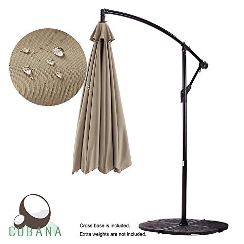 COBANA-Patio-Umbrella-Offset-10-Ft-Aluminum-Pole-Hanging-Umbrella-with-8-steel-Ribs-100-Ployester-0-0