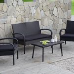 Carlota-Furniture-Patio-Furniture-Set-ideal-for-Outdoor-4-Piece-Modern-Look-Made-of-Black-Wicker-Rattan-with-Black-Detachable-Cushions-Seats-by-Carlota-Furniture-0-0