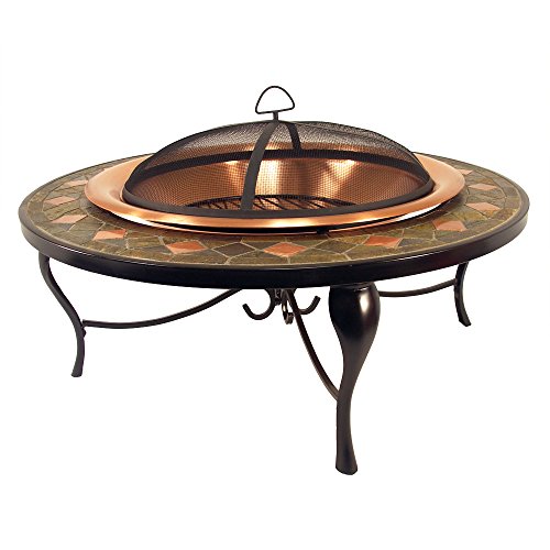 Catalina-Creations-40-Round-Heavy-Duty-Mosaic-Patio-Fire-Pit-with-Copper-Accents-Spark-Screen-and-Accessories-0