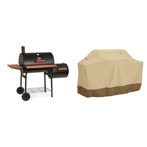 Char-Griller-1224-Smokin-Pro-830-Square-Inch-Charcoal-Grill-with-Side-Fire-Box-with-Classic-Accessories-Cover-0