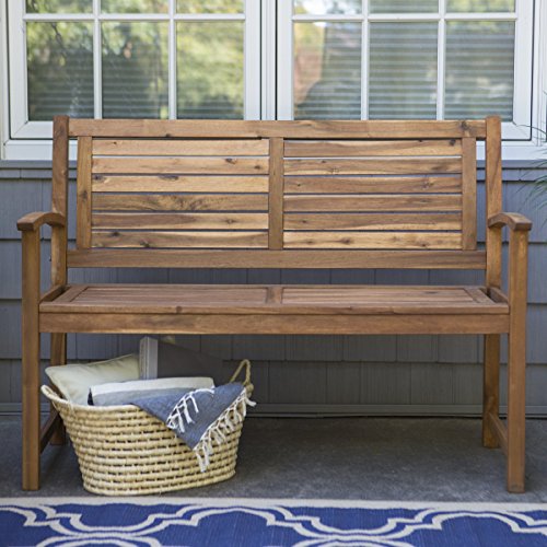 Contemporary-4-ft-Horizontal-Slat-Back-Outdoor-Garden-Bench-Made-Of-Premium-Acacia-Wood-With-Slightly-Curved-Arms-In-Natural-Acacia-Wood-Finish-600-pounds-weight-capacity-Assembly-Required-0