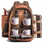 Cwhcoltd-Picnic-Backpack-Bag-for-4-Person-With-Cooler-Compartment-Detachable-BottleWine-Holder-Fleece-Blanket-Plates-and-Cutlery-Set-Perfect-for-Outdoor-Sports-Hiking-Camping-BBQsD-Coffee-0-0