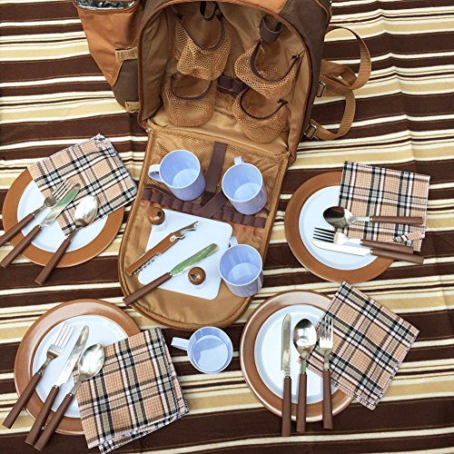 Cwhcoltd-Picnic-Backpack-Bag-for-4-Person-With-Cooler-Compartment-Detachable-BottleWine-Holder-Fleece-Blanket-Plates-and-Cutlery-Set-Perfect-for-Outdoor-Sports-Hiking-Camping-BBQsD-Coffee-0-1
