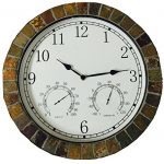 Dannys-World-Real-Textured-Ceramic-Rock-Tile-15-Inch-Indooroutdoor-Clock-with-Temperature-Time-and-Humidity-0-1