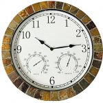Dannys-World-Real-Textured-Ceramic-Rock-Tile-15-Inch-Indooroutdoor-Clock-with-Temperature-Time-and-Humidity-0