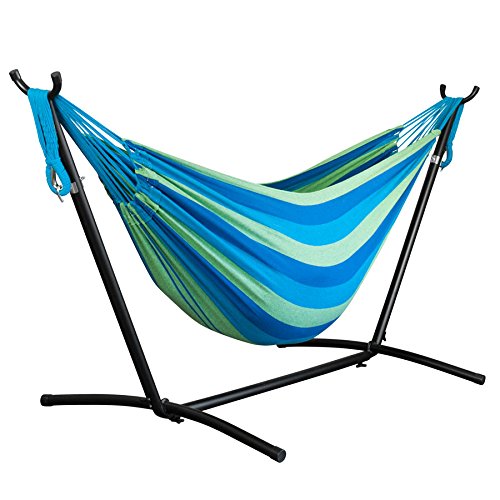 Driftsun-Space-Saving-Patio-and-Lawn-Portable-Hammock-with-Steel-Stand-2-Person-450-Pound-Capacity-Camping-Hammock-0-0