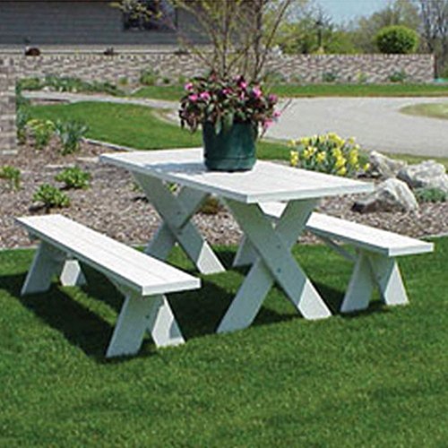 Dura-Trel-6-ft-Traditional-White-Picnic-Table-With-Benches-0