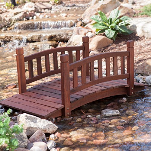 Durable-and-Gorgeous-Richmond-4-ft-Red-Shorea-Wood-Garden-Bridge-with-Arched-Hand-Rails-Assembly-Required-0