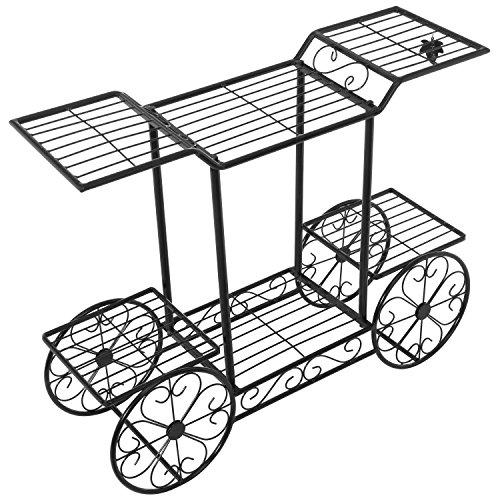 Elegant-European-Style-Cart-Design-6-Tier-Black-Metal-Planter-Flower-Pot-Holder-Display-Rack-Stand-0-1