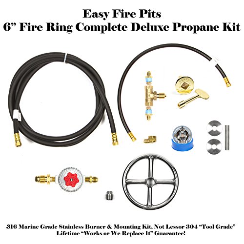 FR6CK-Complete-6-DELUXE-Fire-Pit-Kit-316-Stainless-Convert-Existing-Wood-Fire-Pit-to-Propane-Lifetime-Burners-all-316-Stainless-not-Lessor-304-See-EasyFirePitscom-Gallery-0