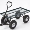 Farm-Ranch-FR100F-Steel-Flatbed-Utility-Cart-with-Padded-Pull-Handle-and-10-Inch-Pneumatic-Tires-300-Pound-Capacity-34-Inches-by-18-Inches-Green-Finish-0