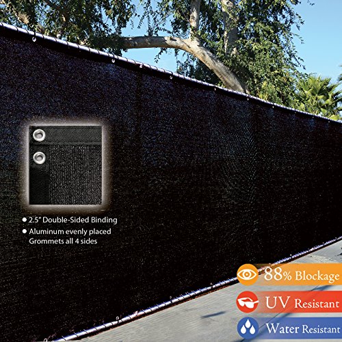 Fence4ever-8-x-50-3rd-Gen-Black-Fence-Privacy-Screen-Windscreen-Shade-Fabric-Mesh-Tarp-Aluminum-Grommets-0