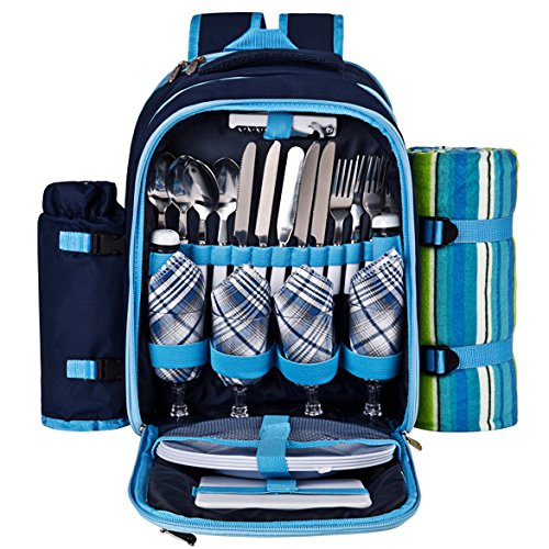 Ferlin-Picnic-Backpack-for-4-With-Cooler-Compartment-Detachable-BottleWine-Holder-Fleece-Blanket-Plates-and-Cutlery-Set-0-1