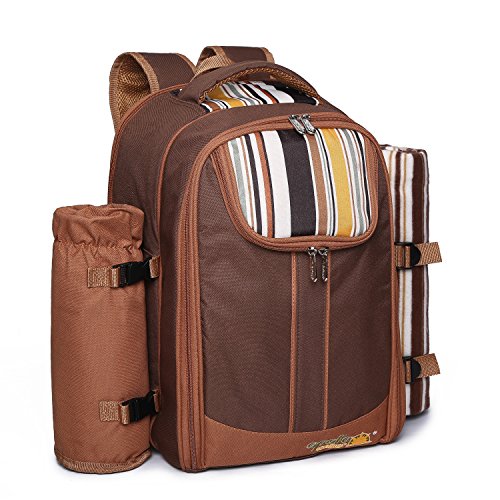 Ferlin-Picnic-Backpack-for-4-With-Cooler-Compartment-Detachable-BottleWine-Holder-Fleece-Blanket-Plates-and-Cutlery-Set-0