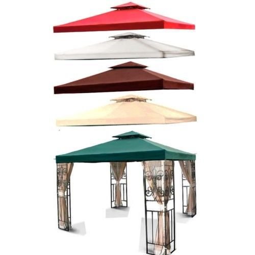 Flexzion-10×10-Gazebo-Top-Canopy-Replacement-Cover-Dual-Tier-with-Plain-Edge-Polyester-UV30-Protection-Waterproof-for-Outdoor-Garden-Patio-Lawn-Sun-Shade-0