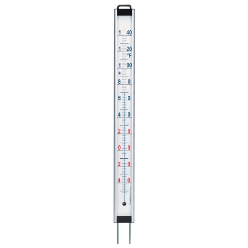 Giant-48-inch-tall-Analog-Garden-Thermometer-Silver-Anodized-Aluminum-0